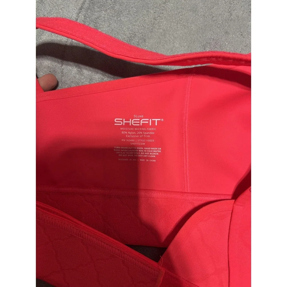 Shefit Sports Bra Womens 5Luxe Pink Zip Front Adjustable High Impact Crossback
